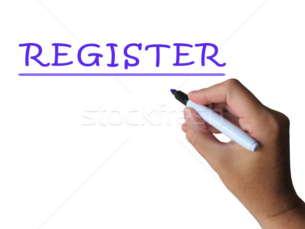 Stock photo: Register Word Shows Sign Up Or Check In