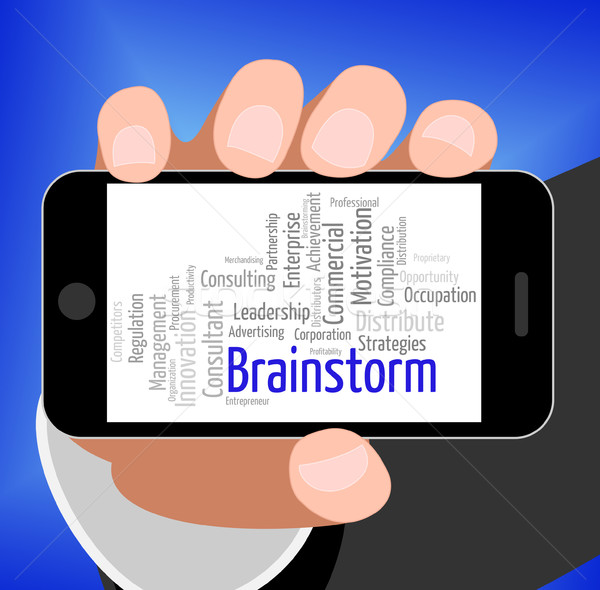Brainstorm Word Shows Put Heads Together And Brainstorms Stock photo © stuartmiles
