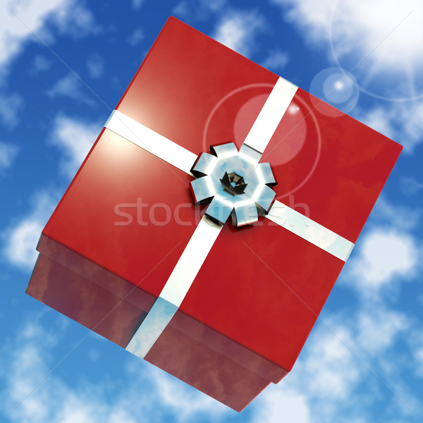 Red Giftbox With Sky Background For Girls Birthday Stock photo © stuartmiles