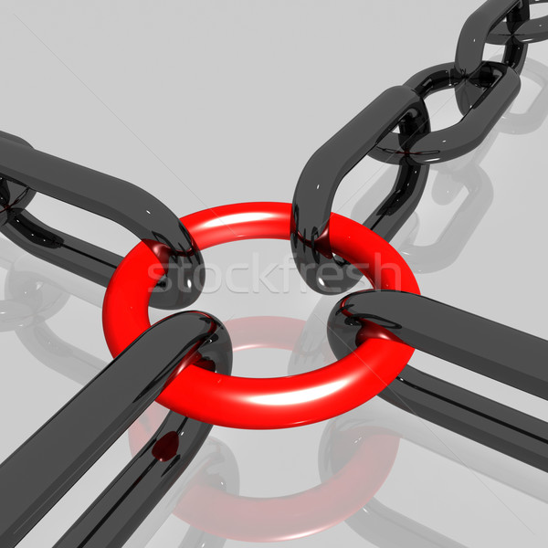 Red Link Chain Shows Teamwork, Connected Stock photo © stuartmiles