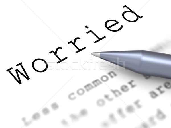 Stock photo: Worried Word Means Troubled Bothered Or Distressed