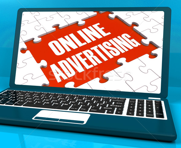 Online Advertising On Laptop Shows Websites Promotions Stock photo © stuartmiles
