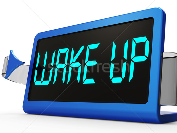 Wake Up Clock Message Means Awake And Rise Stock photo © stuartmiles