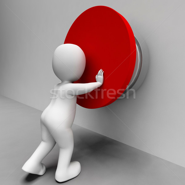 Man Pushing Button Shows Controlling Stock photo © stuartmiles