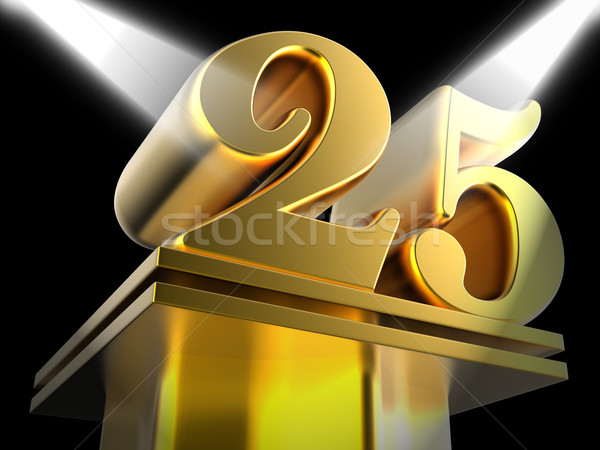 Golden Twenty Five On Pedestal Shows Twenty Fifth Movie Annivers Stock photo © stuartmiles