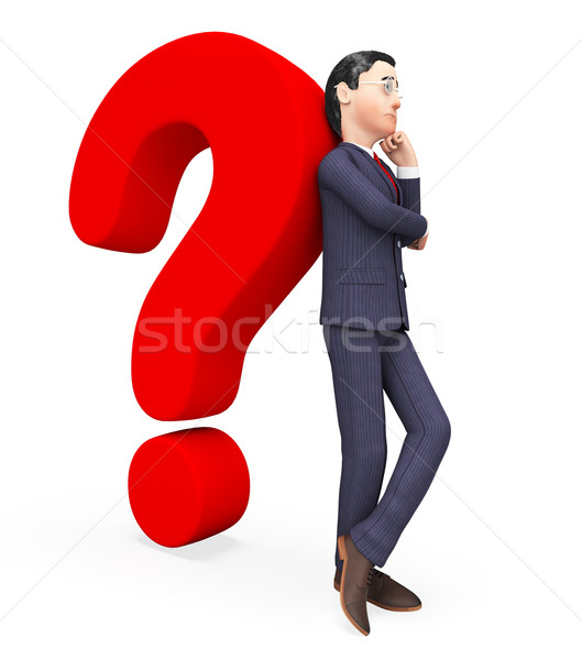 Confused Businessman Shows Frequently Asked Questions And Answer Stock photo © stuartmiles