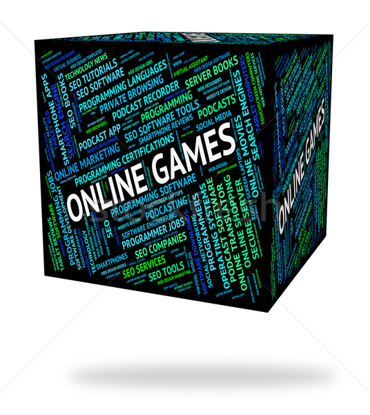 Foto stock: On-line · jogos · world · wide · web · diversão · significado · jogar