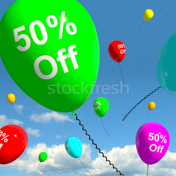 Balloon With 50% Off Showing Sale Discount Of Fifty Percent Stock photo © stuartmiles