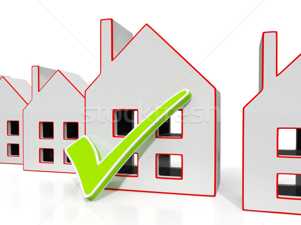 House Icons With Tick Showing House For Sale Stock photo © stuartmiles