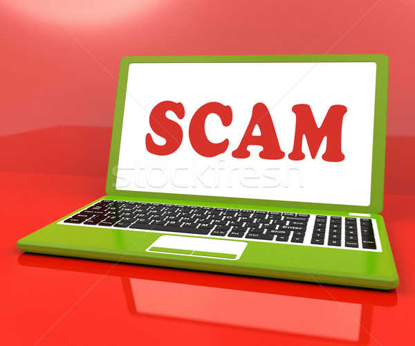 Scam Laptop Shows Scheming Hoax Deceit And Fraud Online Stock photo © stuartmiles