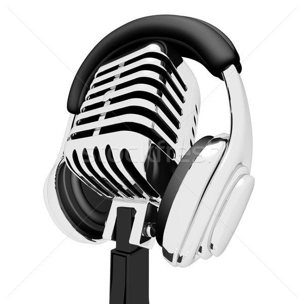 Mic And Headphones Shows Recording Studio Or Record Stock photo © stuartmiles