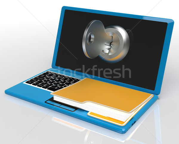 Key And File On Computer Shows Private Password Or Unlocking Stock photo © stuartmiles