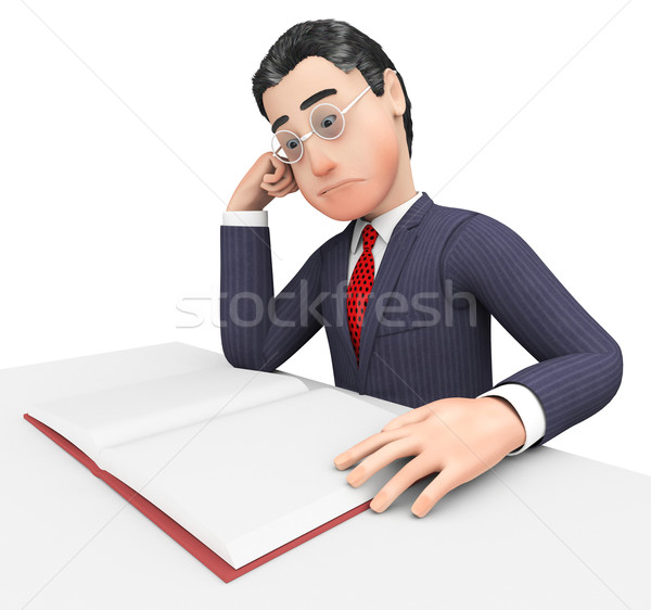 Businessman Reading Book Means Executive Learned And Studying Stock photo © stuartmiles