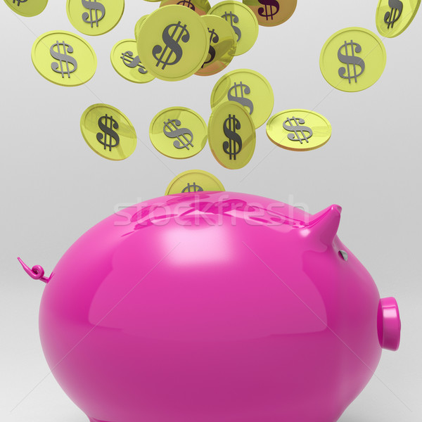 Coins Entering Piggybank Shows Money Saving Stock photo © stuartmiles