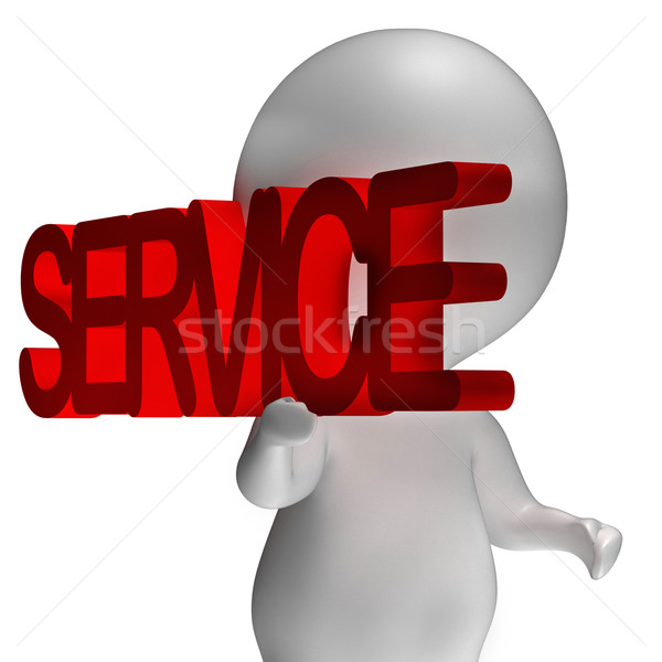 Service Word Carried By 3d Character Shows Maintenance And Repai Stock photo © stuartmiles