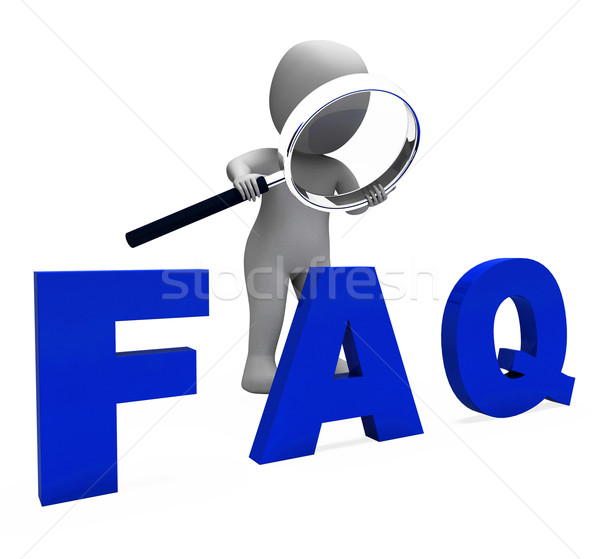Faq 3d Character Shows Assistance Inquiries Or Frequently Asked  Stock photo © stuartmiles