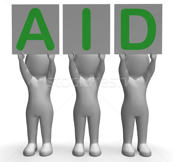 Stock photo: Aid Banners Shows First Aid Assistance And Support