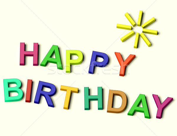 [[stock_photo]]: Enfants · lettres · orthographe · joyeux · anniversaire · symbole · célébration