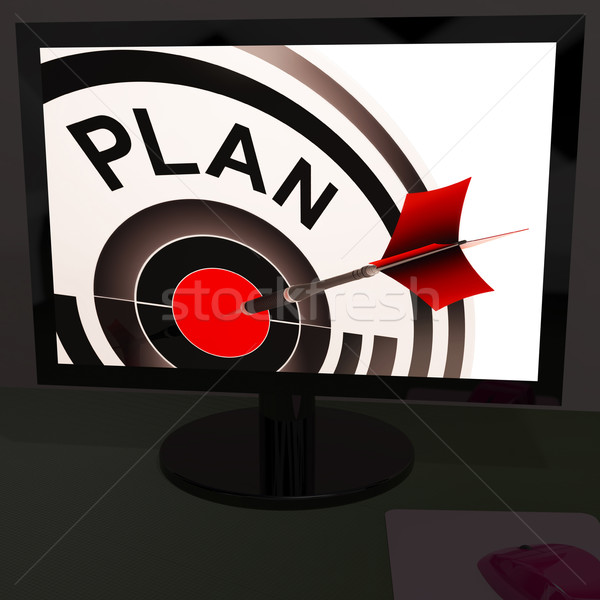 Stockfoto: Plan · monitor · verwachtingen · target · doel