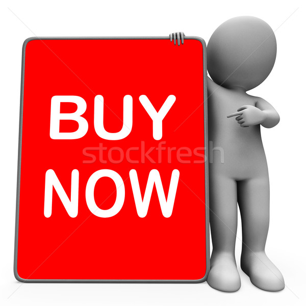 Buy Now Character Tablet Showing Buy And Purchase Immediately Stock photo © stuartmiles