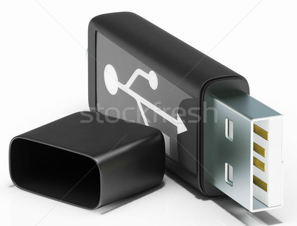 Stock photo: Usb Removable Stick Shows Portable Storage Or Memory