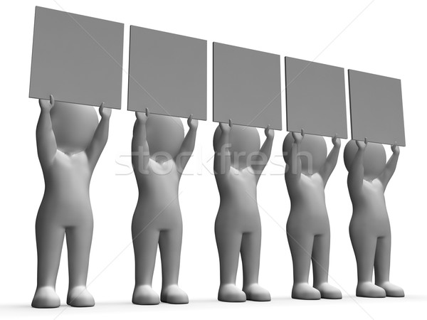 Characters With Five Blank Boards Allow Message Or Text Stock photo © stuartmiles