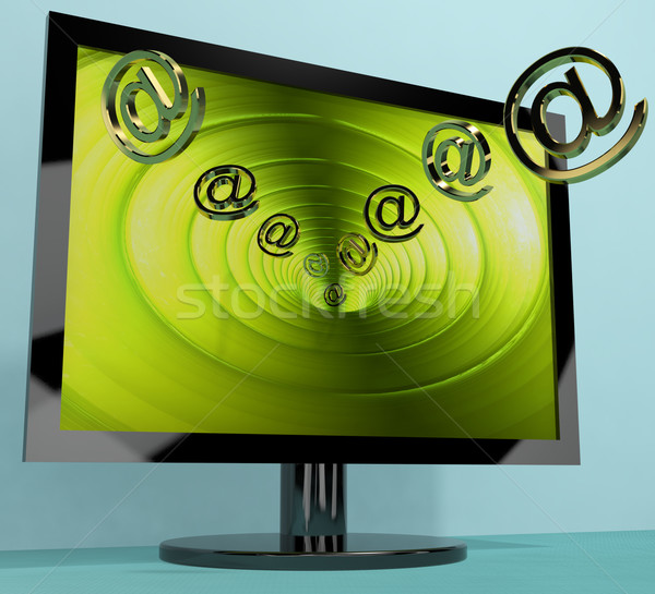 Stock photo: Email Signs Being Received And Sent On Computer Screen Showing E