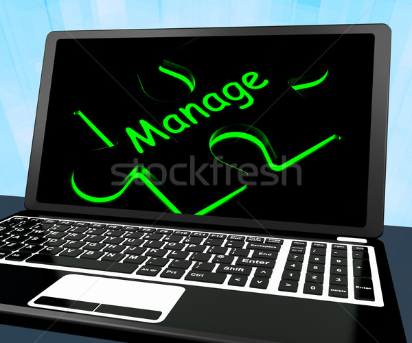 Manage Puzzle On Laptop Shows Management Stock photo © stuartmiles