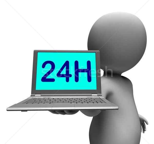 Stock photo: 24h Laptop And Character Shows All Day Open On Web