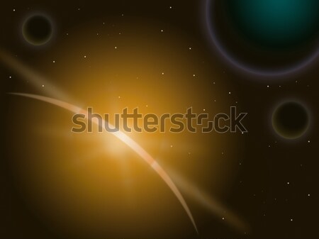 Stockfoto: Oranje · star · achter · planeet · Galaxy · atmosfeer