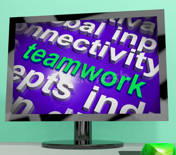 Teamwork Word Cloud Shows Combined Effort And Cooperation Stock photo © stuartmiles