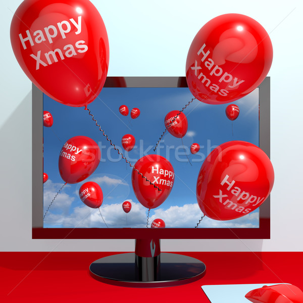 商業照片: 紅色 · 氣球 · 快樂 · 電腦屏幕 · 在線