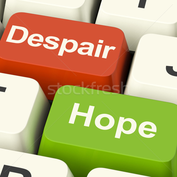 Stock photo: Despair Or Hope Computer Keys Showing Hopeful or Hopeless