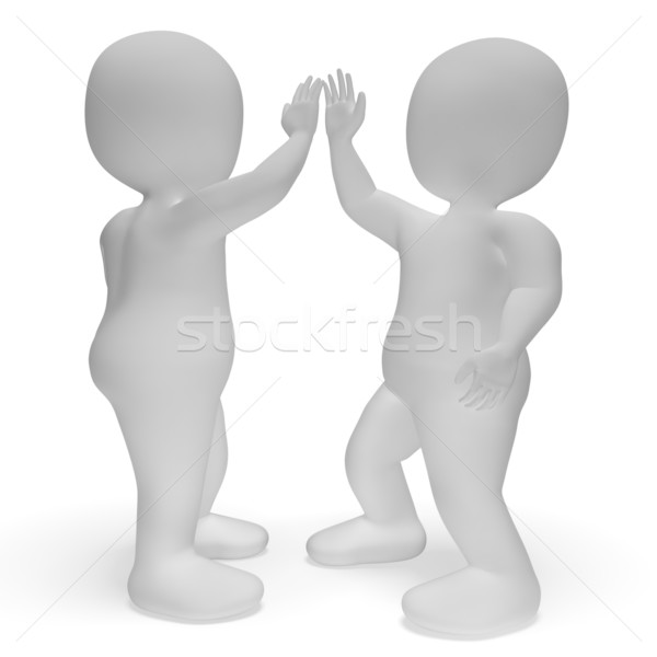 High Five 3d Characters Shows friendship And Greeting Stock photo © stuartmiles