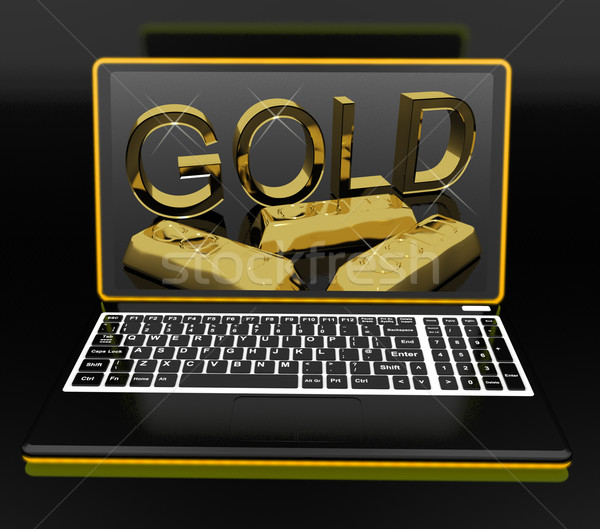 Oro laptop tesoreria soldi web Foto d'archivio © stuartmiles