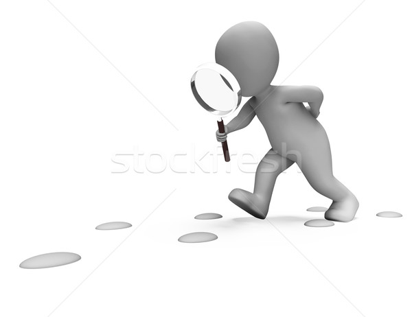 Detective Character Following Footprints Shows Investigate Inves Stock photo © stuartmiles