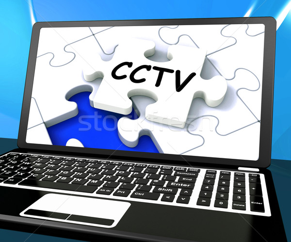 CCTV Laptop Monitoring Shows Camera Protection Or Online Surveil Stock photo © stuartmiles