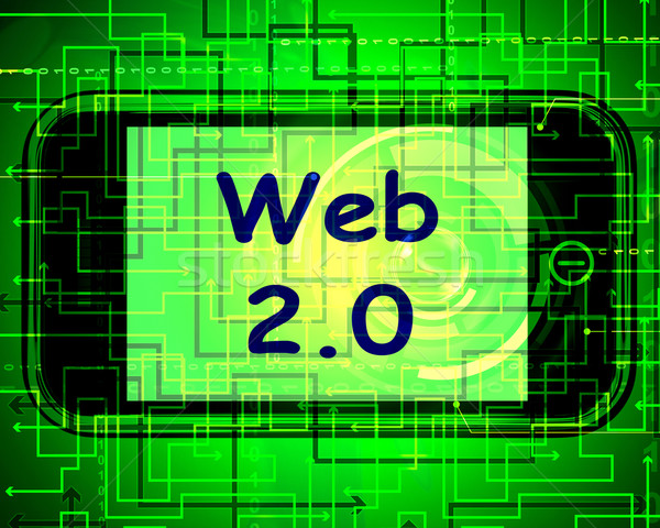 Web 2.0 On Screen Means Net Web Technology And Network Stock photo © stuartmiles