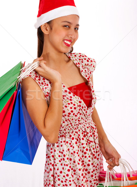 Sorridere ragazza finito Natale shopping Foto d'archivio © stuartmiles