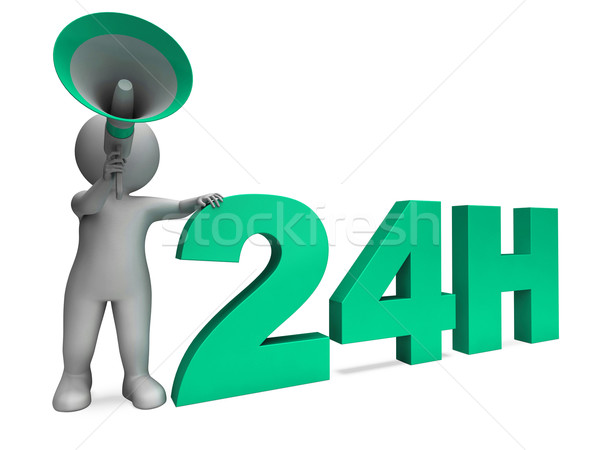 Stock photo: Twenty Four Hour Character Shows 24h Open All Day Service