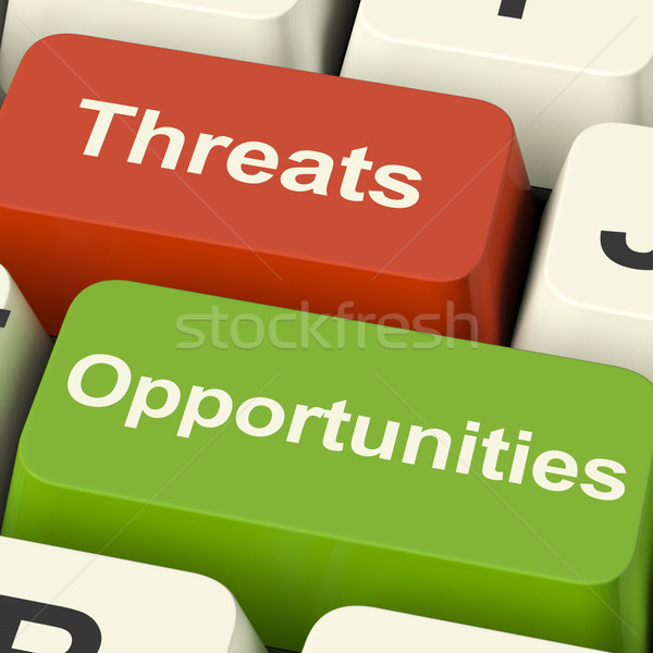 Threats And Opportunities Computer Keys Showing Business Risks O Stock photo © stuartmiles