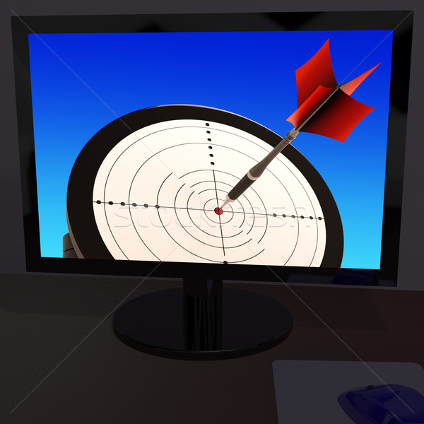 Arrow Aiming On Monitor Showing Performance Stock photo © stuartmiles