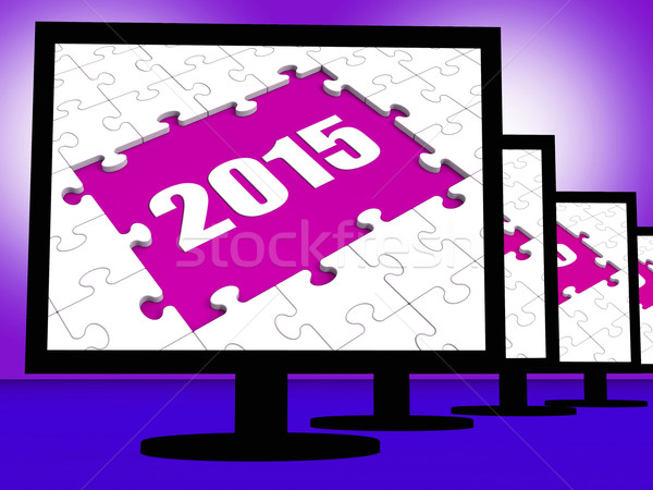 Two Thousand And Fifteen On Monitors Shows Year 2015 Resolution Stock photo © stuartmiles