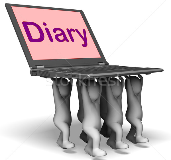 Stock photo: Diary Laptop Characters Show Web Appointments Or Schedule