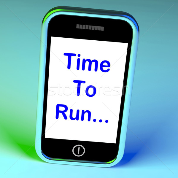 Time To Run Smartphone Means Short On Time And Rushing Stock photo © stuartmiles