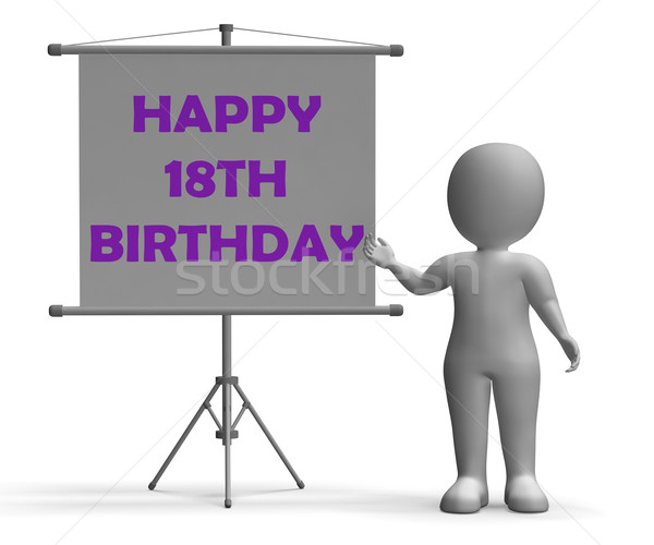 Happy Eighteenth Birthday Board Shows Happy Celebration Stock photo © stuartmiles