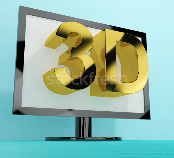 Trójwymiarowy telewizji 3D hd znaczenie monitor Zdjęcia stock © stuartmiles