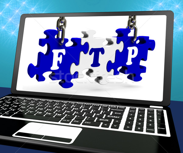 Ftp puzzle laptop fişiere on-line transfer Imagine de stoc © stuartmiles