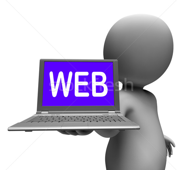 Web laptop karakter internet www net Stockfoto © stuartmiles