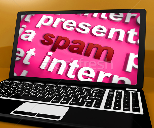Spam Laptop Showing Spamming Unsolicited And Malicious Email Inb Stock photo © stuartmiles
